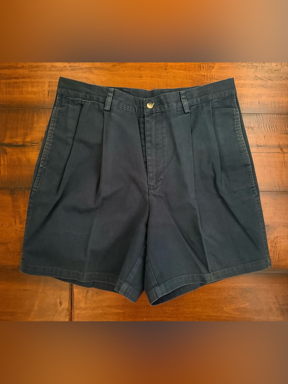 Nautica Navy Blue Pleated Mens Shorts